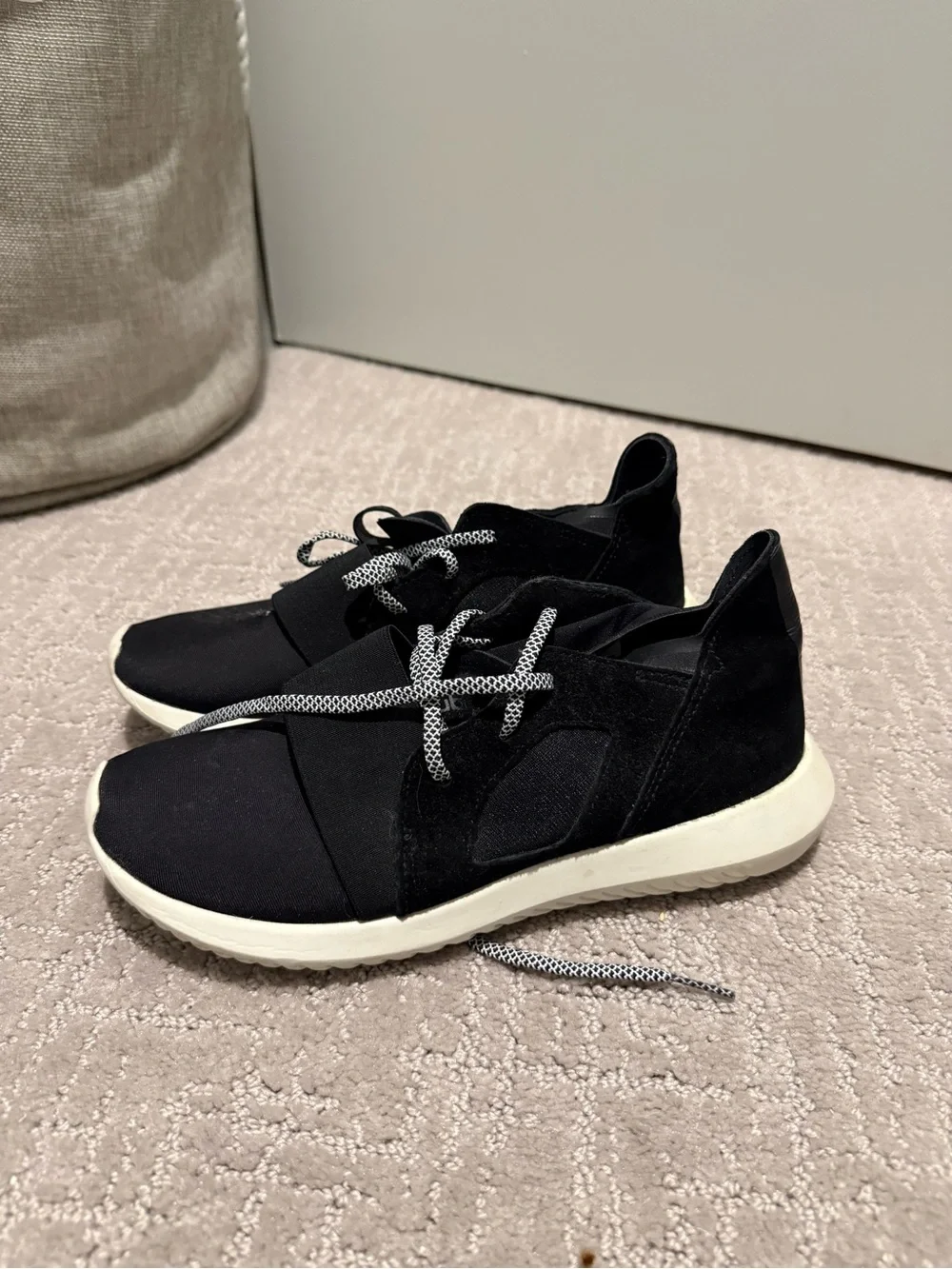 Black adidas Slip-On Athletic Sneakers with White Soles